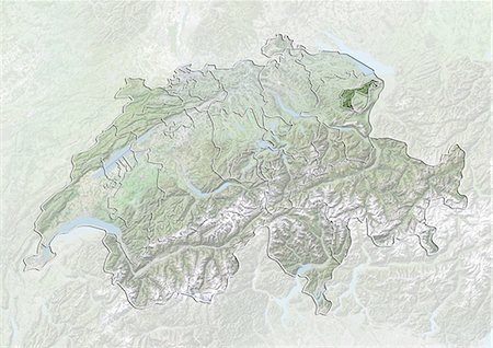 simsearch:872-06055661,k - La Suisse et le Canton d'Appenzell Rhodes-extérieures, Image Satellite avec effet de relief Photographie de stock - Rights-Managed, Code: 872-06055601