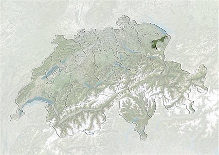 simsearch:872-06055661,k - La Suisse et le Canton d'Appenzell Rhodes-extérieures, True Image Satellite en couleurs Photographie de stock - Rights-Managed, Code: 872-06055602