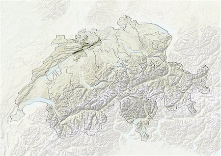 switzerland relief map - Switzerland and the Canton of Solothurn, Relief Map Stock Photo - Rights-Managed, Code: 872-06055645