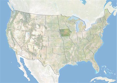 simsearch:872-06055899,k - Des États-Unis et l'état de l'Iowa, Image Satellite avec effet de relief Photographie de stock - Rights-Managed, Code: 872-06055734
