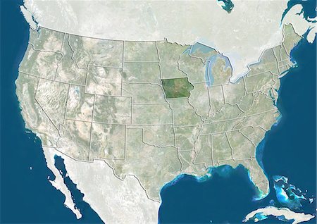 simsearch:872-06161040,k - USA und des Bundesstaates Iowa, True-Color-Satellitenbild Stockbilder - Lizenzpflichtiges, Bildnummer: 872-06055735