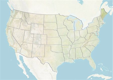 simsearch:872-06161073,k - United States and the State of Maine, Relief Map Stock Photo - Rights-Managed, Code: 872-06055745