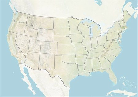 simsearch:872-06161073,k - United States and the State of Massachusetts, Relief Map Stock Photo - Rights-Managed, Code: 872-06055751