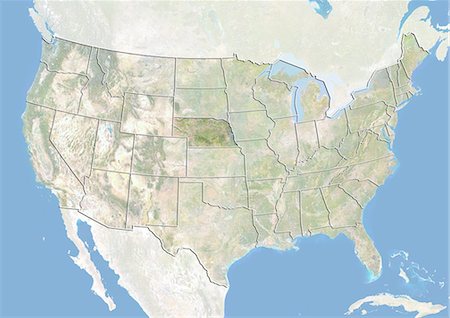 simsearch:872-06161040,k - Des États-Unis et l'état du Nebraska, Image Satellite avec effet de relief Photographie de stock - Rights-Managed, Code: 872-06055764