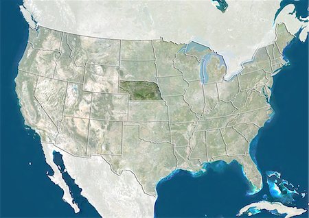 simsearch:872-06161040,k - USA und des Bundesstaates Nebraska, True-Color-Satellitenbild Stockbilder - Lizenzpflichtiges, Bildnummer: 872-06055765