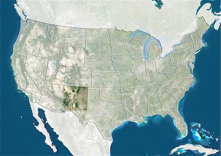 simsearch:872-06055957,k - United States and the State of New Mexico, True Colour Satellite Image Stock Photo - Rights-Managed, Code: 872-06055777