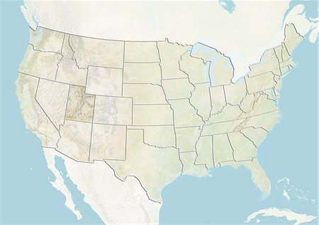 simsearch:872-06160417,k - United States and the State of Utah, Relief Map Fotografie stock - Rights-Managed, Codice: 872-06055817