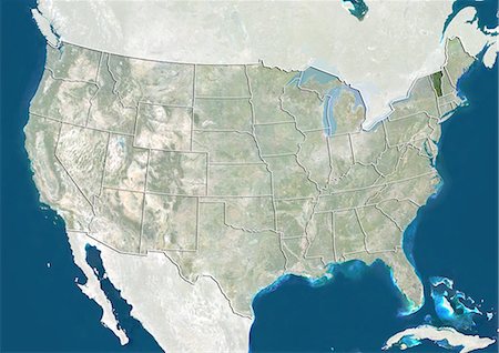 United States and the State of Vermont, True Colour Satellite Image Stock Photo - Rights-Managed, Code: 872-06055822