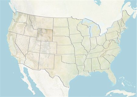 simsearch:872-06160538,k - United States and the State of Wyoming, Relief Map Stock Photo - Rights-Managed, Code: 872-06055835