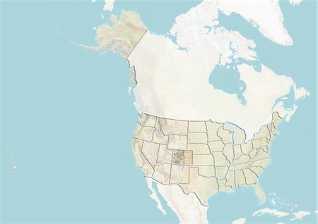 denver mountains - United States and the State of Colorado, Relief Map Stock Photo - Rights-Managed, Code: 872-06055856