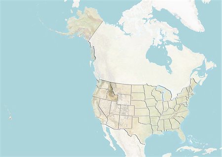 simsearch:872-06055957,k - United States and the State of Idaho, Relief Map Stock Photo - Rights-Managed, Code: 872-06055865