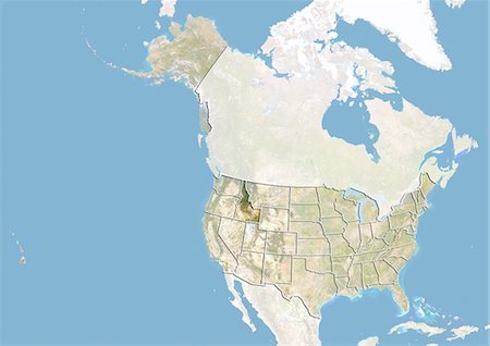 simsearch:872-06055966,k - United States and the State of Idaho, Satellite Image With Bump Effect Foto de stock - Con derechos protegidos, Código: 872-06055866