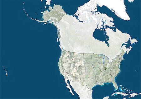 Des États-Unis et l'état de l'Indiana, Image Satellite de la couleur vraie Photographie de stock - Rights-Managed, Code: 872-06055873