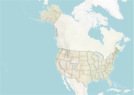 simsearch:872-06161073,k - United States and the State of Maine, Relief Map Stock Photo - Rights-Managed, Code: 872-06055886