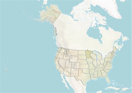 Des États-Unis et l'état du Minnesota, carte en Relief Photographie de stock - Rights-Managed, Code: 872-06055892