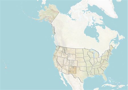 simsearch:872-06055966,k - United States and the State of New Mexico, Relief Map Foto de stock - Con derechos protegidos, Código: 872-06055904