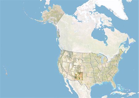 simsearch:872-06055957,k - United States and the State of New Mexico, Satellite Image With Bump Effect Stock Photo - Rights-Managed, Code: 872-06055905