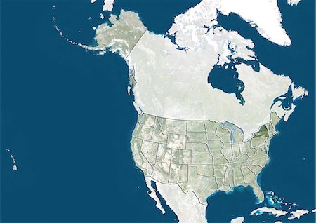 United States and the State of New York, True Colour Satellite Image Foto de stock - Con derechos protegidos, Código: 872-06055909