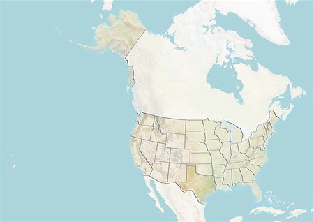 simsearch:872-06055885,k - United States and the State of Texas, Relief Map Foto de stock - Direito Controlado, Número: 872-06055937