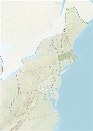 simsearch:872-06161073,k - State of Massachusetts and Northeastern United States, Relief Map Stock Photo - Rights-Managed, Code: 872-06055975