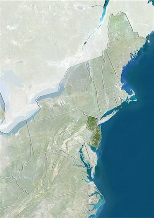 L'Etat du New Jersey et du nord-est des États-Unis, Image Satellite de la couleur vraie Photographie de stock - Rights-Managed, Code: 872-06055980