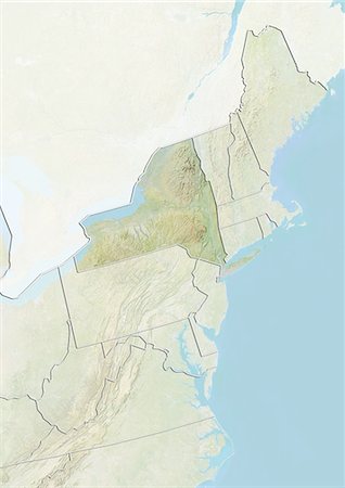 state - State of New York and Northeastern United States, Relief Map Stock Photo - Rights-Managed, Code: 872-06055981