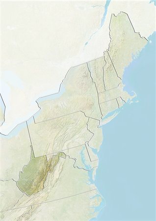 simsearch:872-06055957,k - State of Western Virginia and Northeastern United States, Relief Map Foto de stock - Con derechos protegidos, Código: 872-06055991