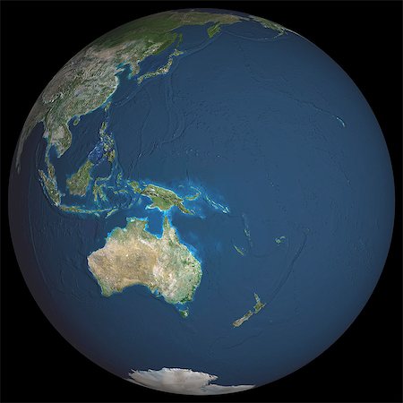 simsearch:872-06052704,k - Satellite View of World Globe featuring Oceania, Australia Foto de stock - Con derechos protegidos, Código: 872-06052707