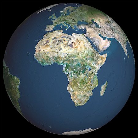 simsearch:872-06052717,k - Satellite View of World Globe featuring Africa Foto de stock - Con derechos protegidos, Código: 872-06052708