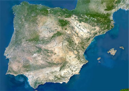 Satellite View of Spain Fotografie stock - Rights-Managed, Codice: 872-06052743