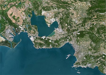 Marseille, France, True Colour Satellite Image. Marseille, France. True colour satellite image of the city of Marseille, taken on 21 July 2001, using LANDSAT 7 data. Stock Photo - Rights-Managed, Code: 872-06052913