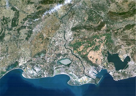 Vue satellite du Rhône et de la Camargue, France Photographie de stock - Rights-Managed, Code: 872-06053040