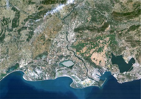 Satellitenaufnahme von der Rhone und der Camargue, Frankreich Stockbilder - Lizenzpflichtiges, Bildnummer: 872-06053040