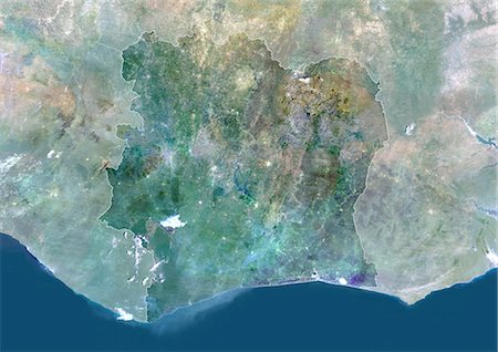 petróleo - Ivory Coast, Africa, True Colour Satellite Image With Border And Mask. Satellite view of the Ivory Coast (with border and mask). This image was compiled from data acquired by LANDSAT 5 & 7 satellites. Foto de stock - Con derechos protegidos, Código: 872-06053343