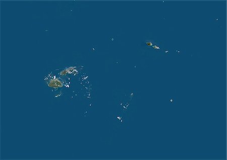 simsearch:872-06053555,k - Fidji, Samoa, Tonga, Wallis et Futuna, Océanie, True Image Satellite en couleurs. Vue satellite des îles Fidji, Samoa, Tonga, Wallis et Futuna. Cette image a été compilée à partir de données acquises par les satellites LANDSAT 5 & 7. Photographie de stock - Rights-Managed, Code: 872-06053421