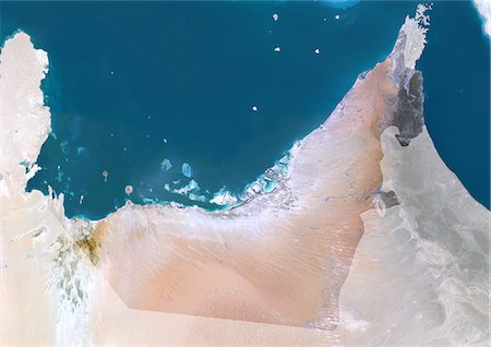 erdgas - Vereinigte Arabische Emirate, Naher Osten, Asien, echte Farbe Satellitenbild mit Maske. Satellitenaufnahme von Vereinigte Arabische Emirate (mit Maske). Dieses Bild wurde aus Daten von Satelliten LANDSAT 5 & 7 erworbenen zusammengestellt. Stockbilder - Lizenzpflichtiges, Bildnummer: 872-06053529