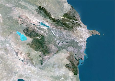 simsearch:872-06053328,k - Azerbaïdjan, Asie, véritable couleur Satellite Image avec masque. Vue satellite de l'Azerbaïdjan (avec masque). Cette image a été compilée à partir de données acquises par les satellites LANDSAT 5 & 7. Photographie de stock - Rights-Managed, Code: 872-06053521