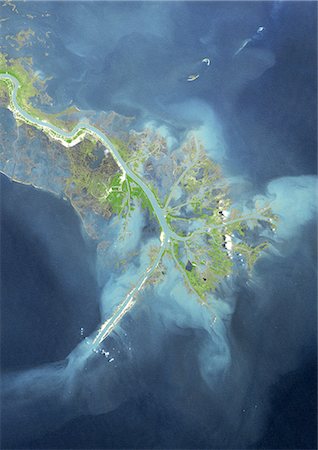 Satellite View of Mississippi River Delta, Louisiana, USA Stock Photo - Rights-Managed, Code: 872-06053814