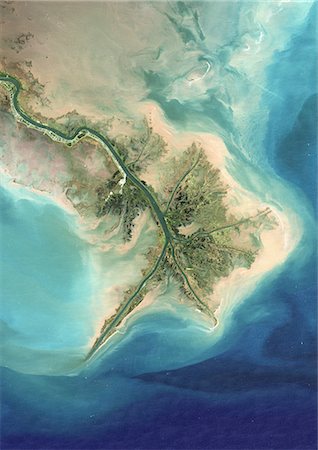 delta de río - Satellite View of Mississippi River Delta, Louisiana, USA Foto de stock - Con derechos protegidos, Código: 872-06053815