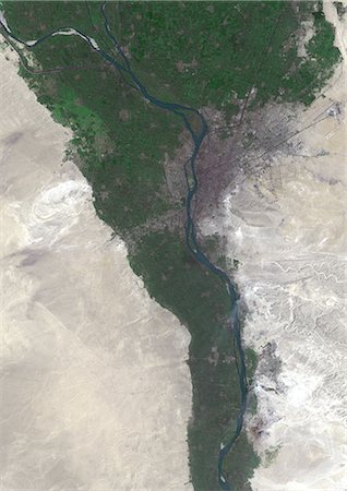 satellite view city - Cairo City, Egypt, In 1972, True Colour Satellite Image. True colour satellite image of Cairo City, the capital city of Egypt. Image taken on 31 August 1972 using LANDSAT data. Stock Photo - Rights-Managed, Code: 872-06053812