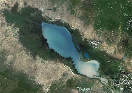 Tonle Sap Lake, Cambodia, True Colour Satellite Image. True colour satellite image of Tonlé Sap Lake and its floodplain, in Cambodia. Composite image using LANDSAT 7 data. Foto de stock - Con derechos protegidos, Código: 872-06053889