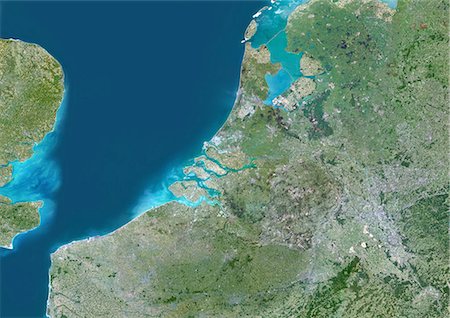 delta - Satellite View of Rhine, Meuse And Scheldt Delta, Netherlands Foto de stock - Con derechos protegidos, Código: 872-06053938
