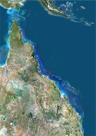 Satellite View of Great Barrier Reef, Australia Foto de stock - Con derechos protegidos, Código: 872-06053965