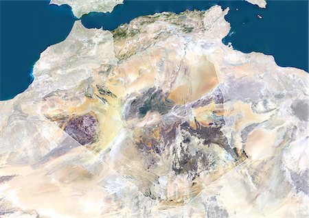 Vue satellite de l'Algérie Photographie de stock - Rights-Managed, Code: 872-06053982