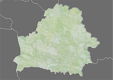 Relief map of Belarus (with border and mask). This image was compiled from data acquired by landsat 5 & 7 satellites combined with elevation data. Foto de stock - Direito Controlado, Número: 872-06160247