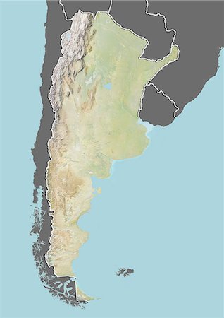 simsearch:872-06054918,k - Plan-relief de l'Argentine (avec bordure et masque). Cette image a été compilée à partir de données acquises par les satellites landsat 5 & 7 combinées avec les données d'élévation. Photographie de stock - Rights-Managed, Code: 872-06160242