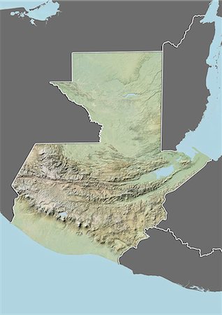 santa maria - Relief map of Guatemala (with border and mask). This image was compiled from data acquired by landsat 5 & 7 satellites combined with elevation data. Foto de stock - Con derechos protegidos, Código: 872-06160294