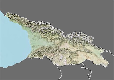 simsearch:872-06054799,k - Relief map of Georgia (with border and mask). This image was compiled from data acquired by landsat 5 & 7 satellites combined with elevation data. Foto de stock - Con derechos protegidos, Código: 872-06160290