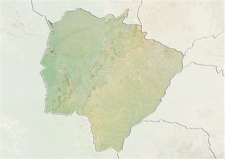 simsearch:872-06055054,k - Relief map of the State of Mato Grosso do Sul, Brazil. This image was compiled from data acquired by LANDSAT 5 & 7 satellites combined with elevation data. Foto de stock - Con derechos protegidos, Código: 872-06160470