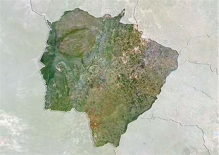 simsearch:872-06055054,k - Satellite view of the State of Mato Grosso do Sul, Brazil. This image was compiled from data acquired by LANDSAT 5 & 7 satellites. Foto de stock - Con derechos protegidos, Código: 872-06160471